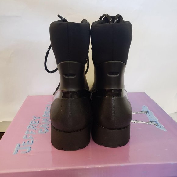 Jeffrey Campbell Foggy Lace-up  Rainboot Black 7 - Picture 7 of 11